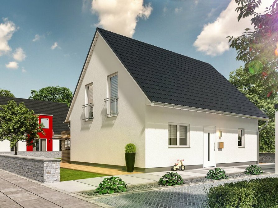 Das Flair 125 aus Sicht de Straße mit Satteldach in Variante Trend